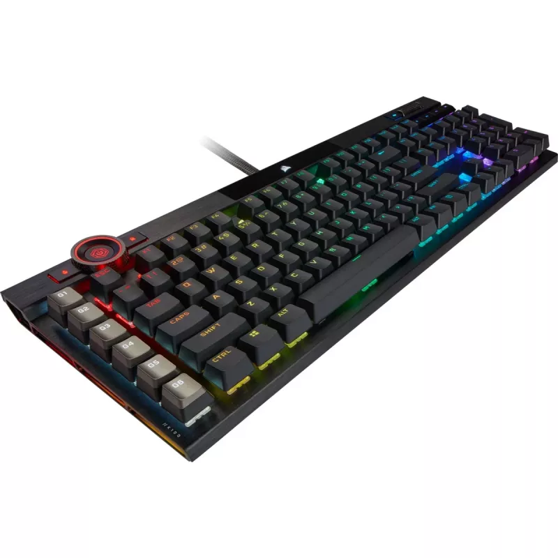 Klawiatura gamingowa Corsair K100 RGB, przełączniki optyczno-mechaniczne CORSAIR OPX, podświetlenie RGB LED, czarna