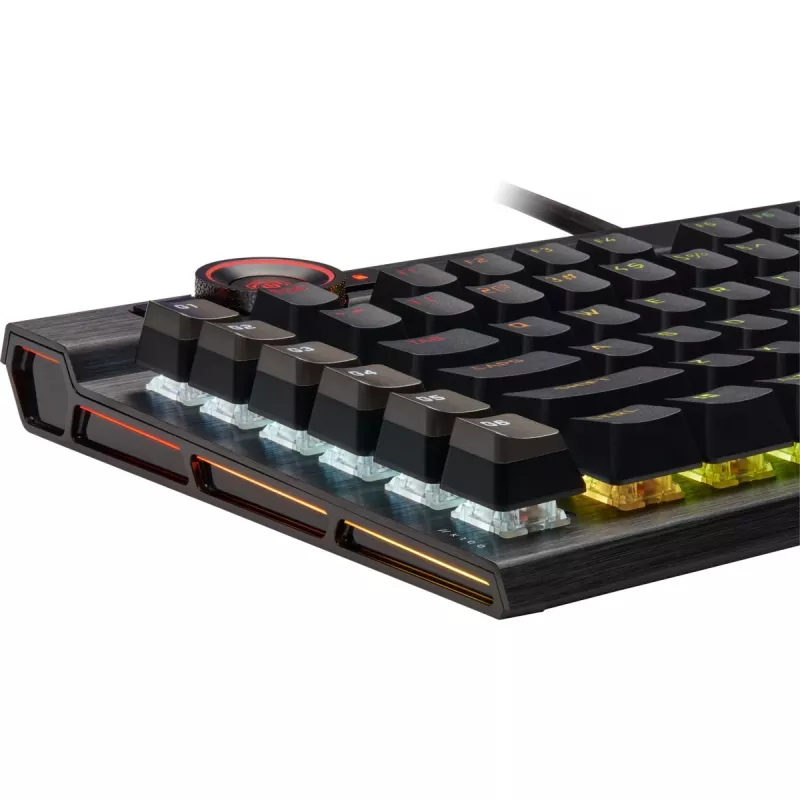 Klawiatura gamingowa Corsair K100 RGB, przełączniki optyczno-mechaniczne CORSAIR OPX, podświetlenie RGB LED, czarna