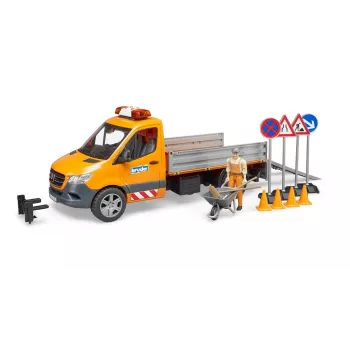 BRUDER MB Sprinter Municipal z modułem świetlnym i dźwiękowym, Pomarańczowy, Skala 1:16