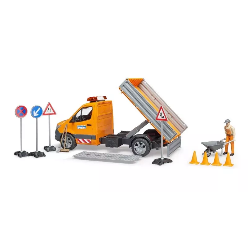 BRUDER MB Sprinter Municipal z modułem świetlnym i dźwiękowym, Pomarańczowy, Skala 1:16