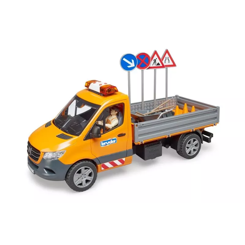 BRUDER MB Sprinter Municipal z modułem świetlnym i dźwiękowym, Pomarańczowy, Skala 1:16