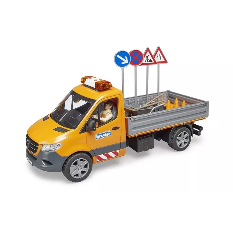 BRUDER MB Sprinter Municipal z modułem świetlnym i dźwiękowym, Pomarańczowy, Skala 1:16