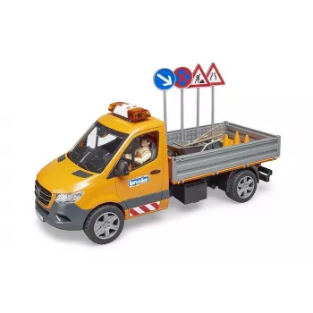 BRUDER MB Sprinter Municipal z modułem świetlnym i dźwiękowym, Pomarańczowy, Skala 1:16