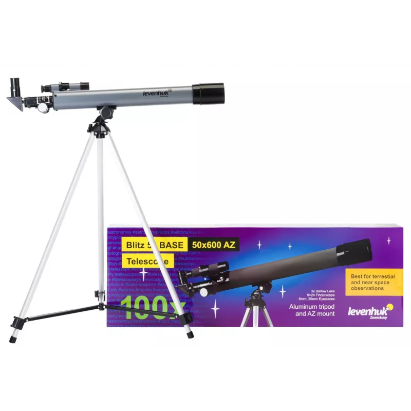 Levenhuk Blitz 50 Base Refractor Telescope 100x Grey