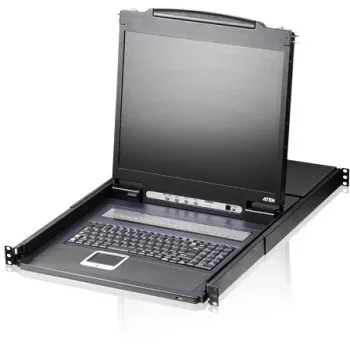 ATEN CL1308N Konsola KVM LCD z 8-portowym przełącznikiem KVM - 19 inch LCD, PS/2 i USB, VGA, 1280x1024, czarny, montaż w szafie 1U