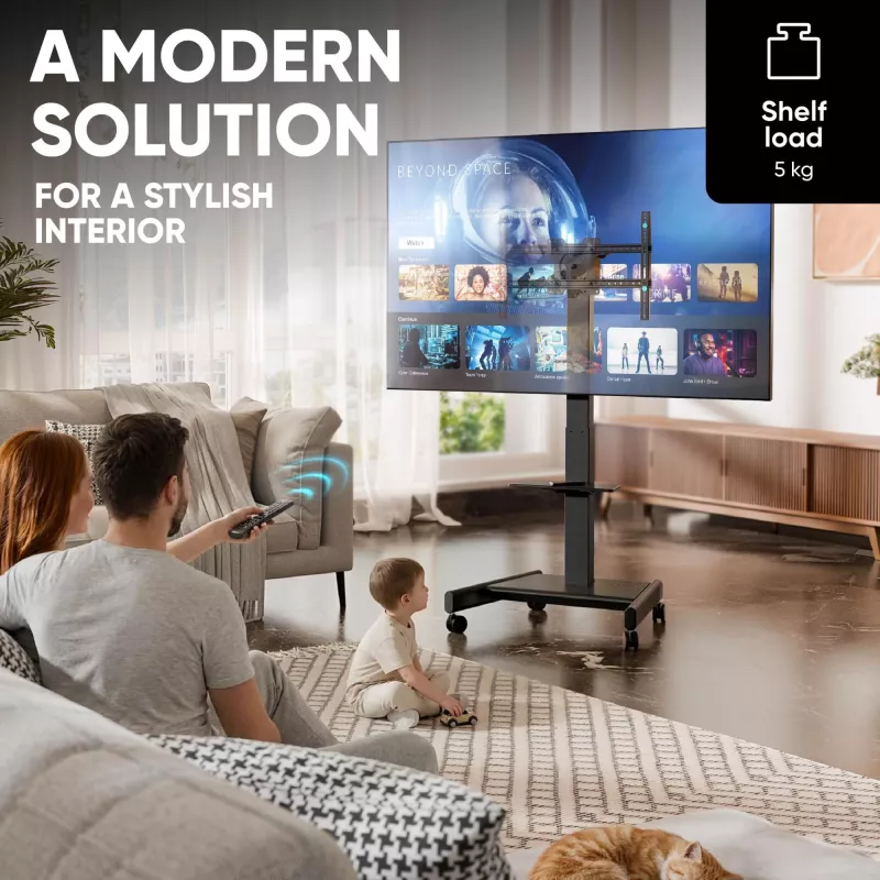 ONKRON TS1552E-B Mobilny stojak TV na ekrany 43-75 cali, czarny
