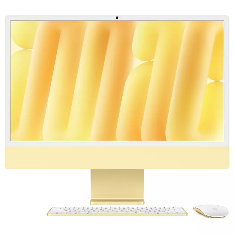 Apple iMac 23,5 inch 4,5K Retina Display M4 Chip 8-rdzeniowy CPU 8-rdzeniowy GPU 16-rdzeniowy Neural Engine 16GB RAM 256GB SSD Standard Glass Żółty Niemiecka klawiatura