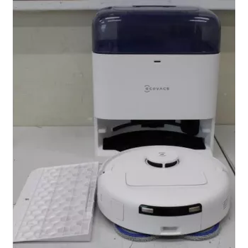ECOVACS DEEBOT mini BLUESO Robot odkurzający z stacją samooczyszczającą, 8000 Pa ssania, na mokro i sucho, technologia ZeroTangle, inteligentna nawigacja, biały/niebieski