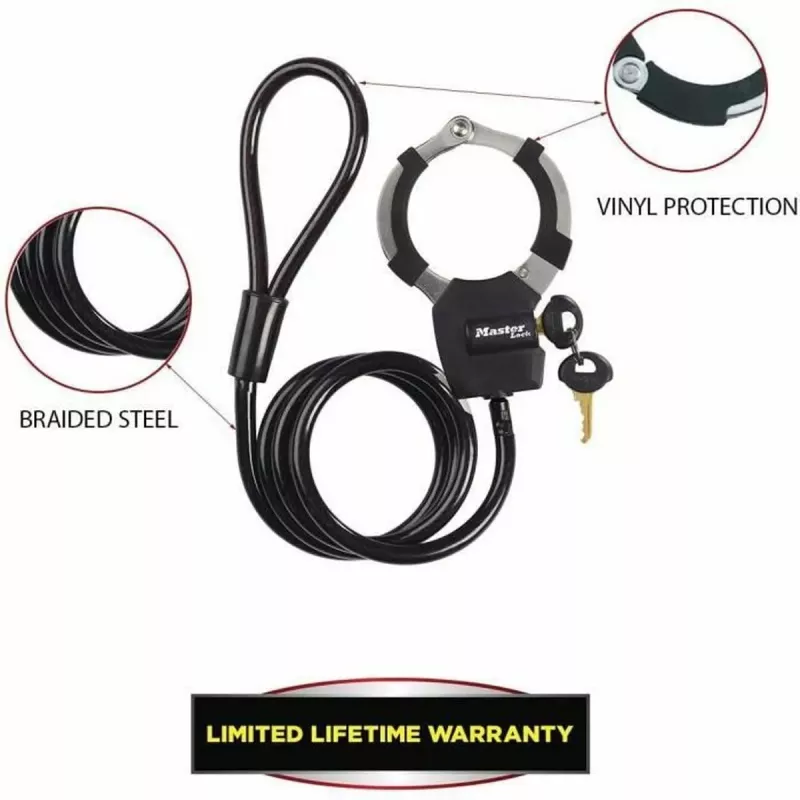 Master Lock Street Cuff Klódka na klucz z linką - Czarna - 1000 mm - 8 mm