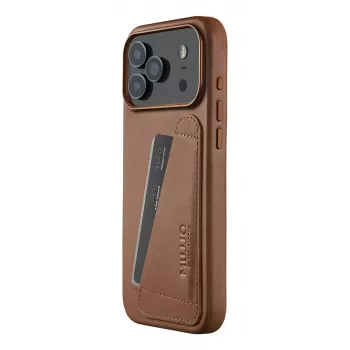 Mujjo Wallet Leather Case do iPhone 17 Pro Max, kompatybilny z MagSafe, Brązowy