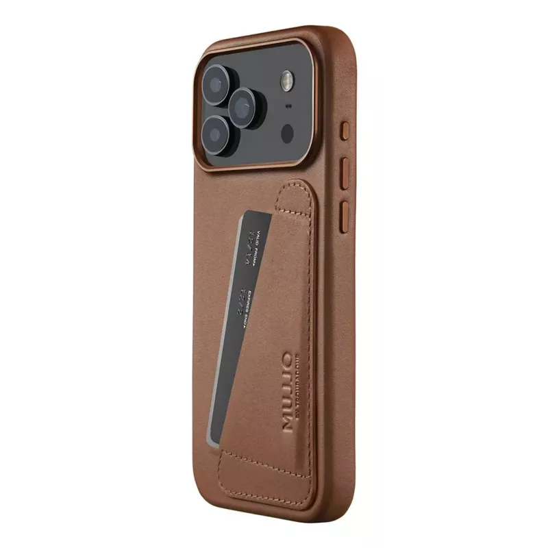 Mujjo Wallet Leather Case do iPhone 17 Pro Max, kompatybilny z MagSafe, Brązowy