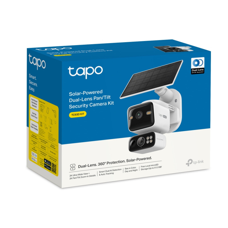 TP-LINK Tapo TC93D KIT V1 Solar-Powered Security Camera Kit - 2K QHD Pan/Tilt Wi-Fi Camera z panelem słonecznym