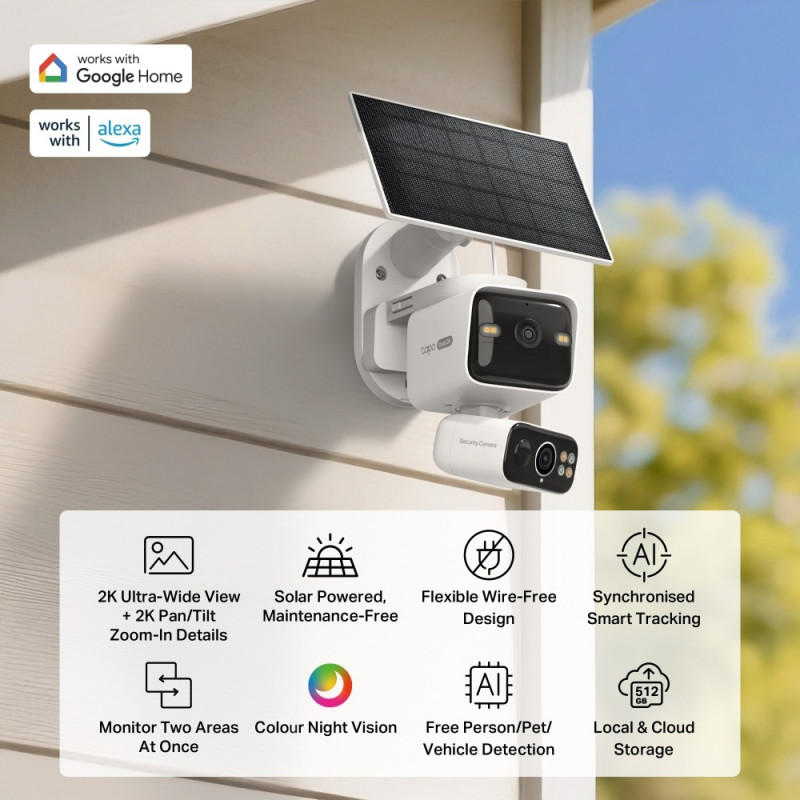 TP-LINK Tapo TC93D KIT V1 Solar-Powered Security Camera Kit - 2K QHD Pan/Tilt Wi-Fi Camera z panelem słonecznym