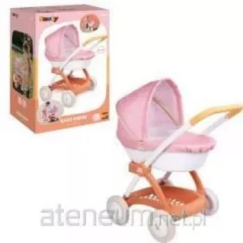 SMOBY Baby Nurse Stroller - Różowo-szary wózek dla lalek dla dzieci od 18 miesięcy