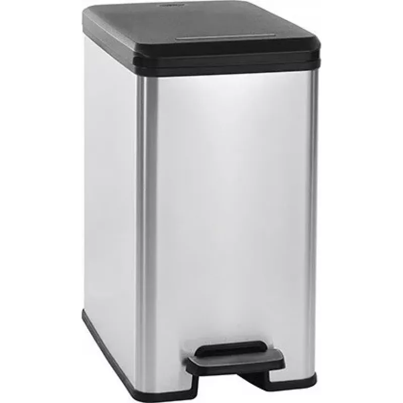 CURVER Slim Bin 25L Waste Bin Metallized Silver/Grey