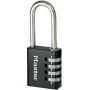 Kłódka szyfrowa Master Lock 7640EURDBLK, szerokość korpusu 40 mm, kabłąk ze stali hartowanej, 4-cyfrowy kod przestawialny, srebrno-szara