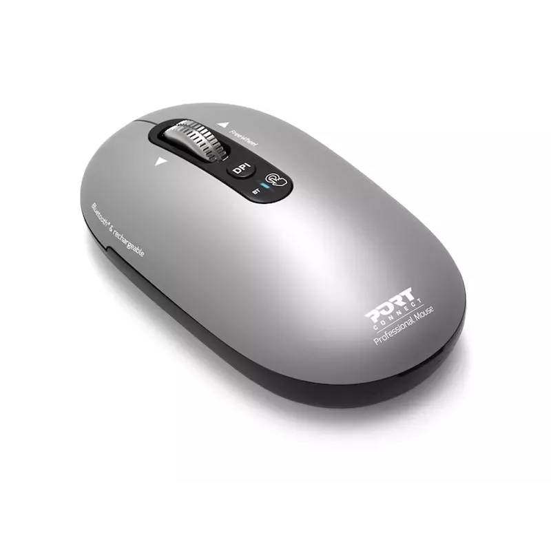 PORT Designs PORT Connect Professional PURE Bezprzewodowa Mysz Ładowalna - Optyczna - 4 Przyciski - 2,4 GHz, Bluetooth - Odbiornik USB - Czarny