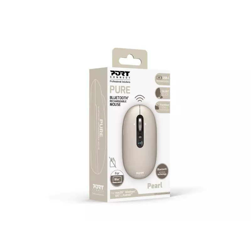 PORT Designs Pure MAC Rechargeable Bluetooth Optical Mouse - Pearl