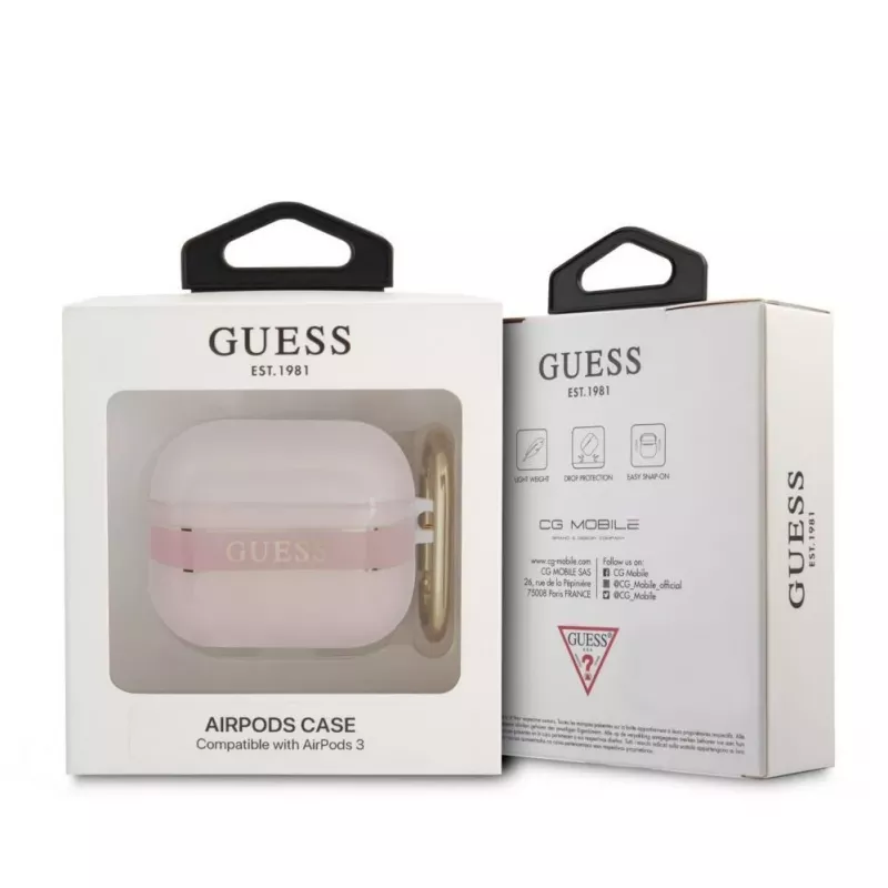 Guess GUA3HHTSP Strap Collection Silikonowe etui na AirPods 3 - Różowy