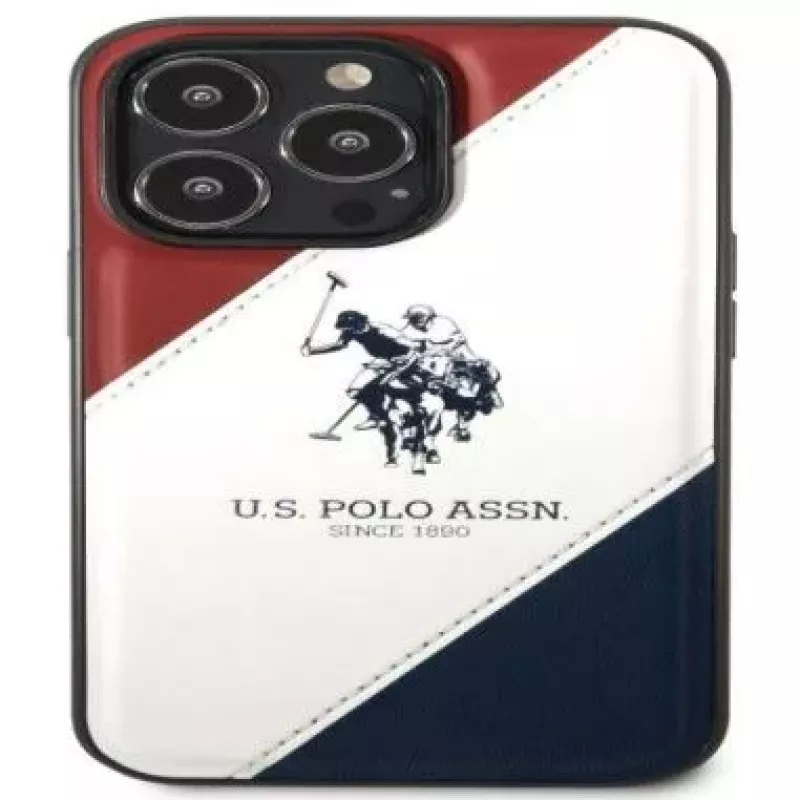 U.S. POLO ASSN. USHCP14XPSO3 Tricolor Embossed Case do iPhone 14 Pro Max 6,7 inch Biały