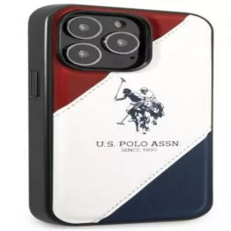 U.S. POLO ASSN. USHCP14XPSO3 Tricolor Embossed Case do iPhone 14 Pro Max 6,7 inch Biały