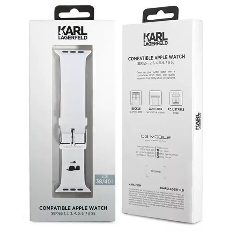 Karl Lagerfeld 3D Rubber Choupette Head Strap do Apple Watch 38/40/41mm - Biały