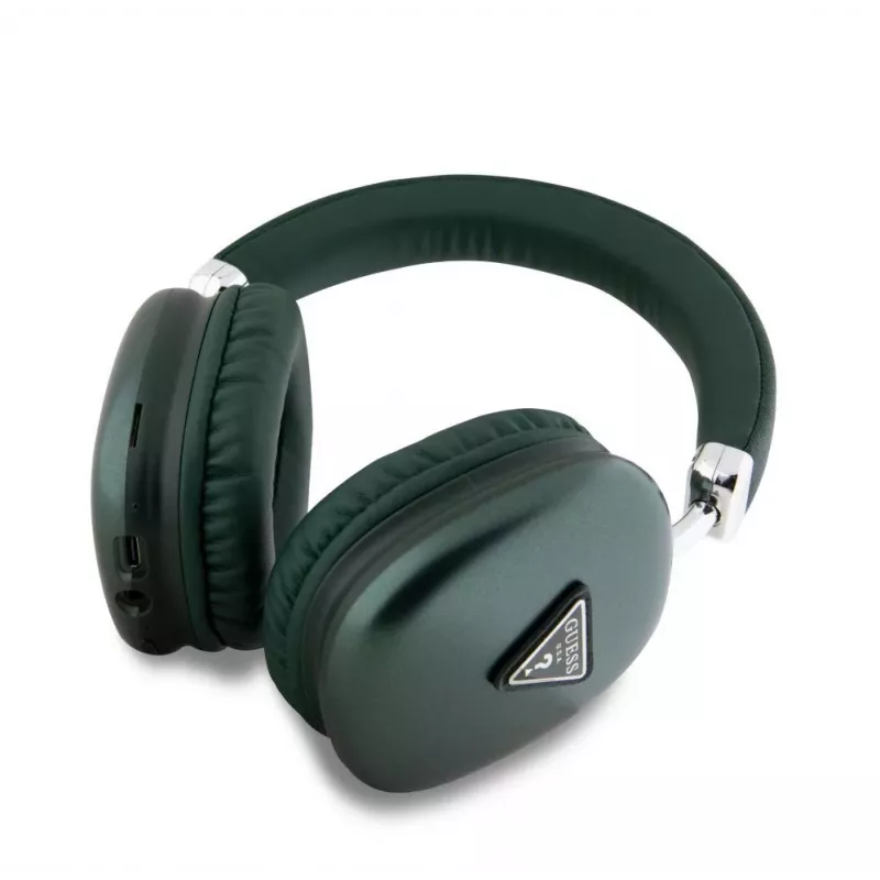Guess Nauszne Słuchawki Bluetooth 5.3 4G Triangle Logo Khaki