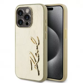 Karl Lagerfeld Wrinkled Metal Signature Case do iPhone 15 Pro Max Gold
