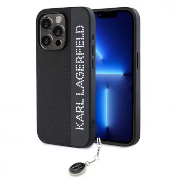 Karl Lagerfeld KLHCP15XPSAKDGCK iPhone 15 Pro Max 6.7 inch Czarny Hardcase Saffiano z Kryształkami i Zawieszką