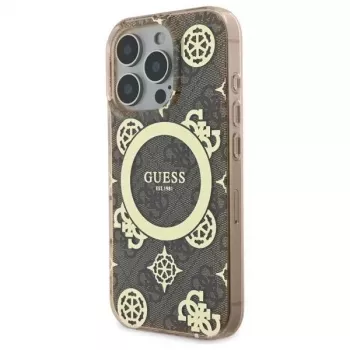 Guess GUHMP16LH4PYEEW Hardcase do Apple iPhone 16 Pro 6,3 inch Brązowy Peony On 4G Background MagSafe