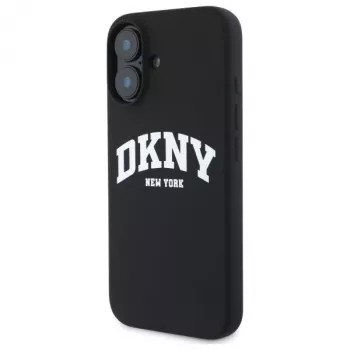 DKNY DKHMP16SSNYACH Hard Case do Apple iPhone 16 6,1 cala Czarny Silikon z Białym Nadrukowanym Logo MagSafe