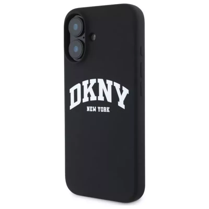 DKNY DKHMP16SSNYACH Hard Case do Apple iPhone 16 6,1 cala Czarny Silikon z Białym Nadrukowanym Logo MagSafe