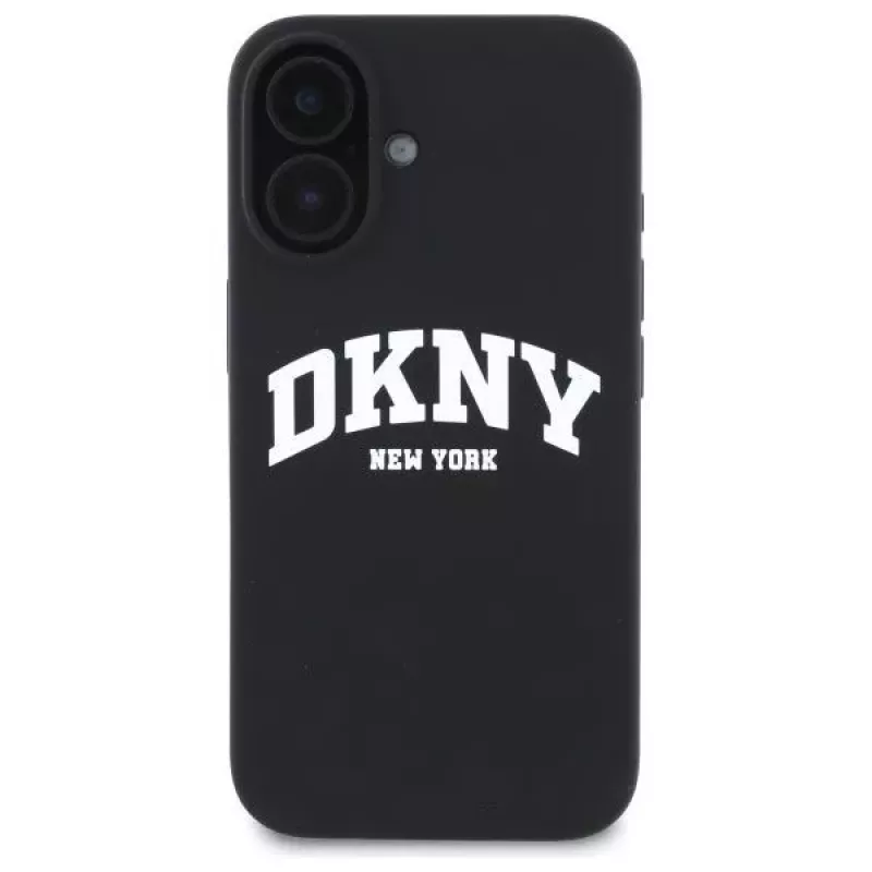 DKNY DKHMP16SSNYACH Hard Case do Apple iPhone 16 6,1 cala Czarny Silikon z Białym Nadrukowanym Logo MagSafe