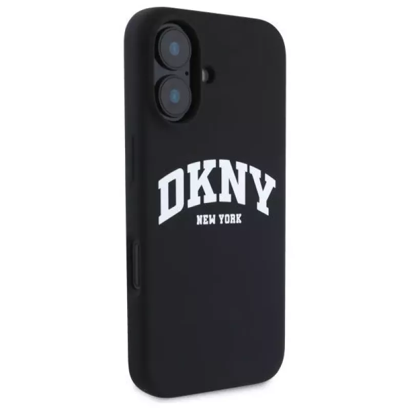 DKNY DKHMP16SSNYACH Hard Case do Apple iPhone 16 6,1 cala Czarny Silikon z Białym Nadrukowanym Logo MagSafe