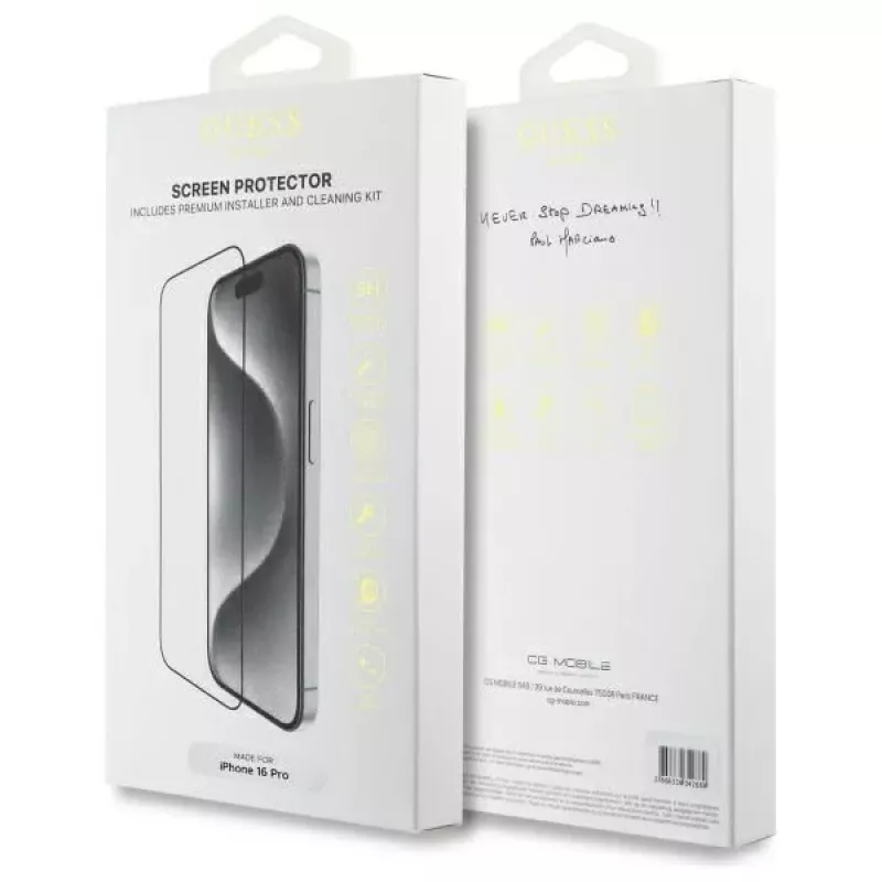 Guess GUTGP16LBOKGCIT Szkło hartowane do iPhone 16 Pro 6,3 cala 2.5D przezroczyste