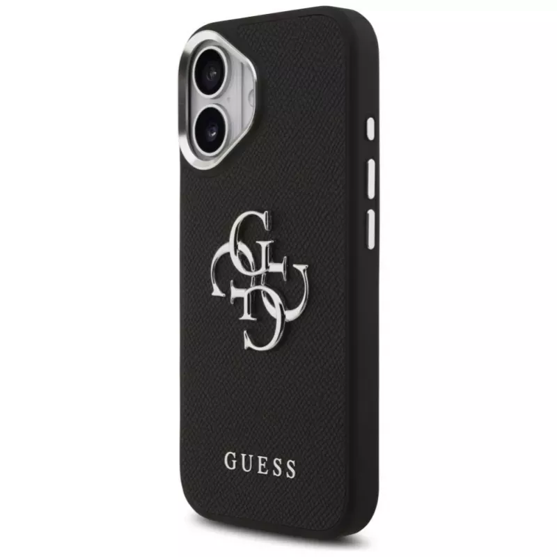 Guess Grained Big 4G Classic Logo Case do iPhone 17, Czarny