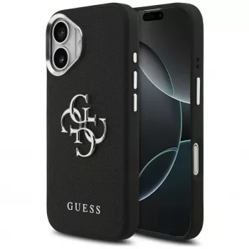 Guess Grained Big 4G Classic Logo Case do iPhone 17, Czarny
