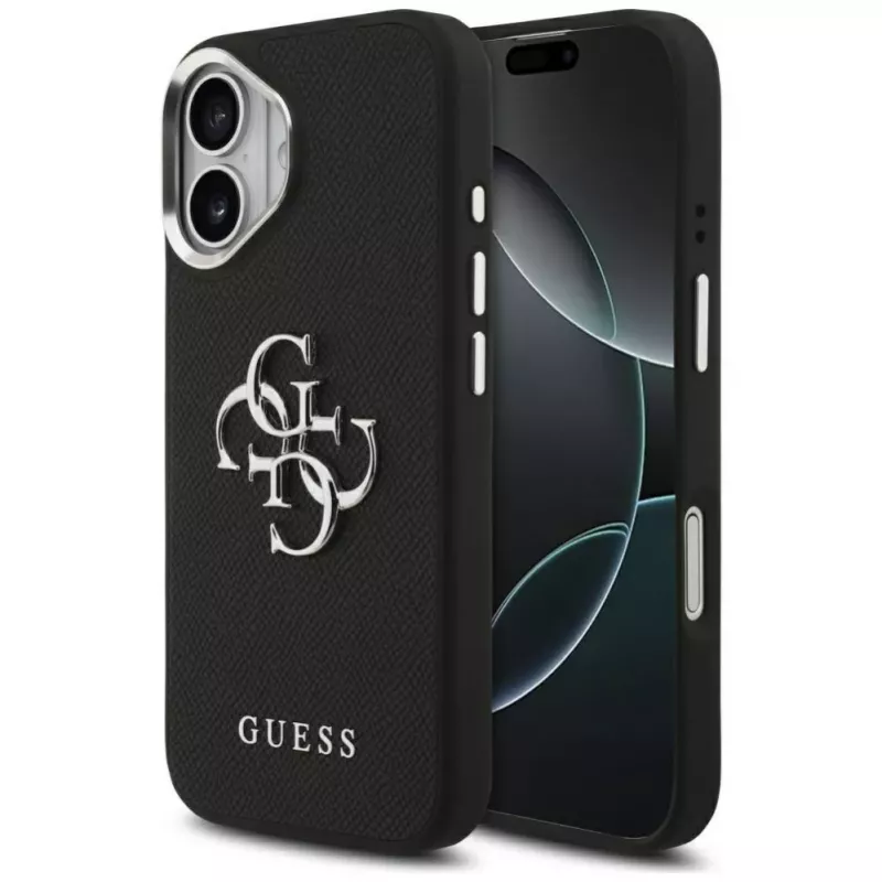 Guess Grained Big 4G Classic Logo Case do iPhone 17, Czarny