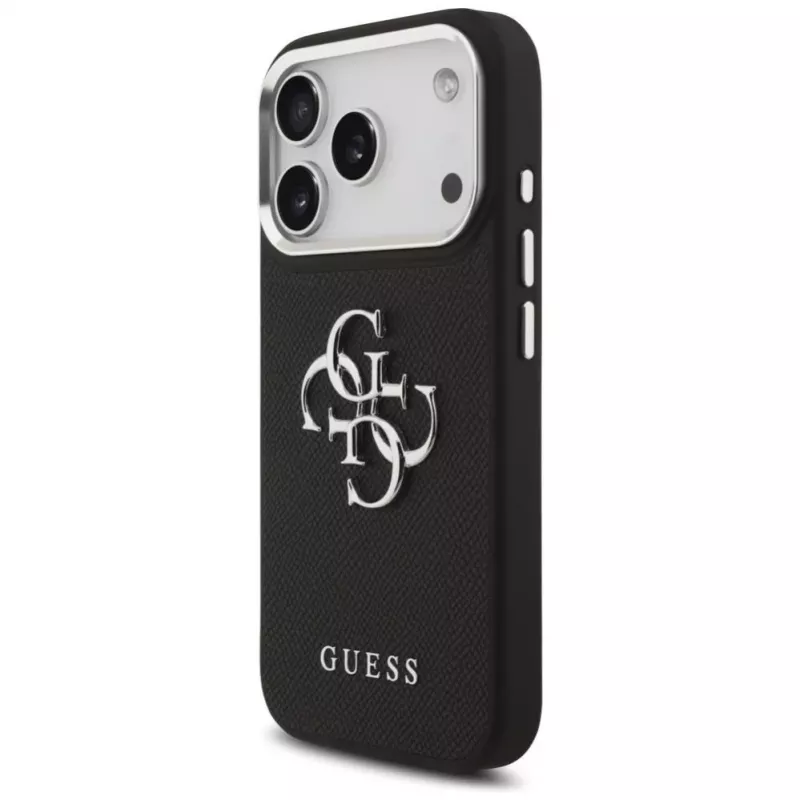 Guess Grained Big 4G Classic Logo Case do Apple iPhone 17 Pro, Czarny