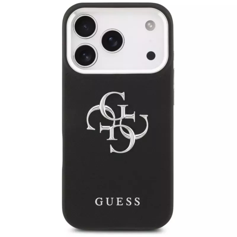 Guess Grained Big 4G Classic Logo Case do Apple iPhone 17 Pro, Czarny