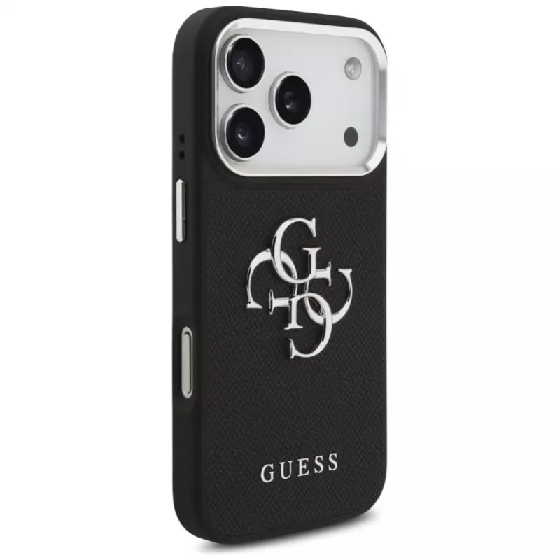 Guess Grained Big 4G Classic Logo Case do Apple iPhone 17 Pro, Czarny