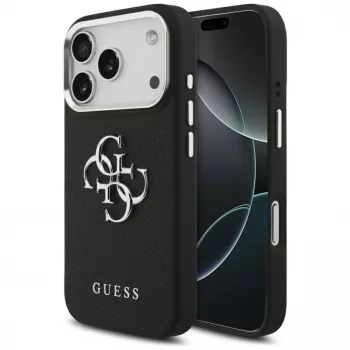 Guess Grained Big 4G Classic Logo Case do Apple iPhone 17 Pro, Czarny