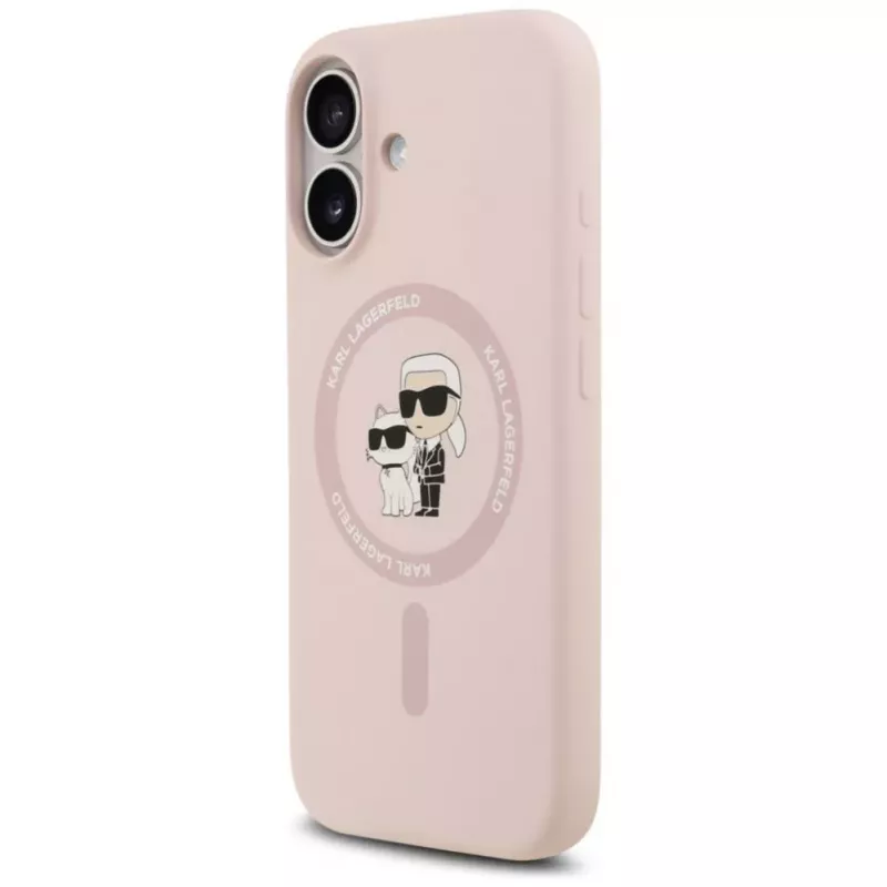 KARL LAGERFELD Silikonowe etui Karl&Choupette Ring MagSafe do iPhone 17 Różowe