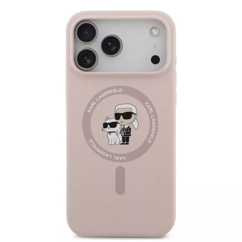 KARL LAGERFELD Silikonowe etui Karl & Choupette Ring MagSafe na Apple iPhone 17 Pro Max, różowe