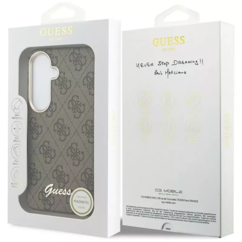 Guess 4G Script MagSafe Case do Samsung Galaxy S26 (Brązowy)