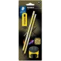 Zestaw ołówków STAEDTLER Noris 181 HB z gumką i temperówką Czarno-żółty (2 opakowania)