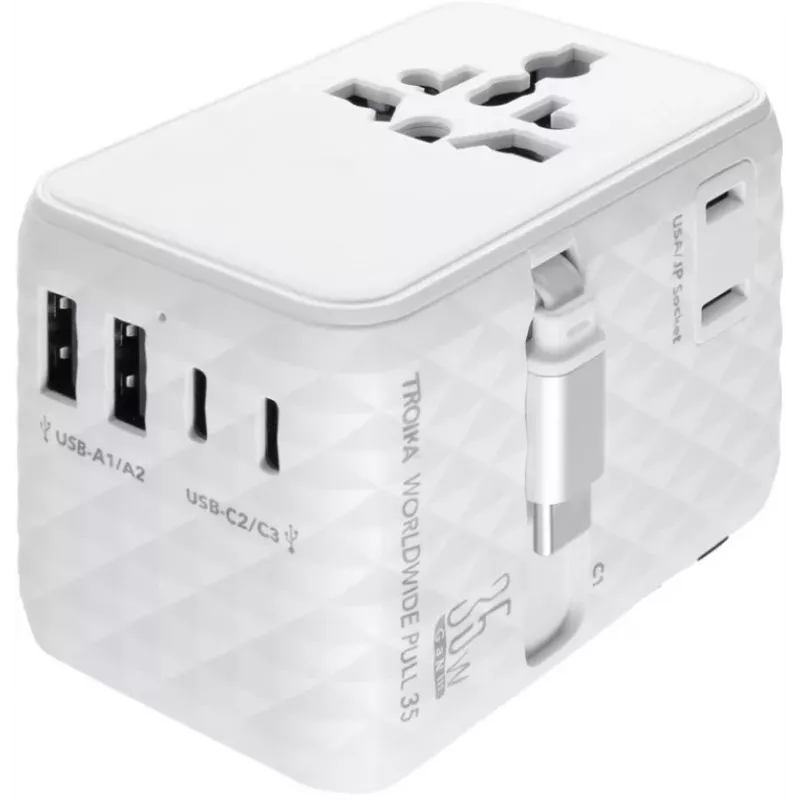 TROIKA Worldwide Travel Adapter WORLDWIDE PULL 35 (TRA35/WH)