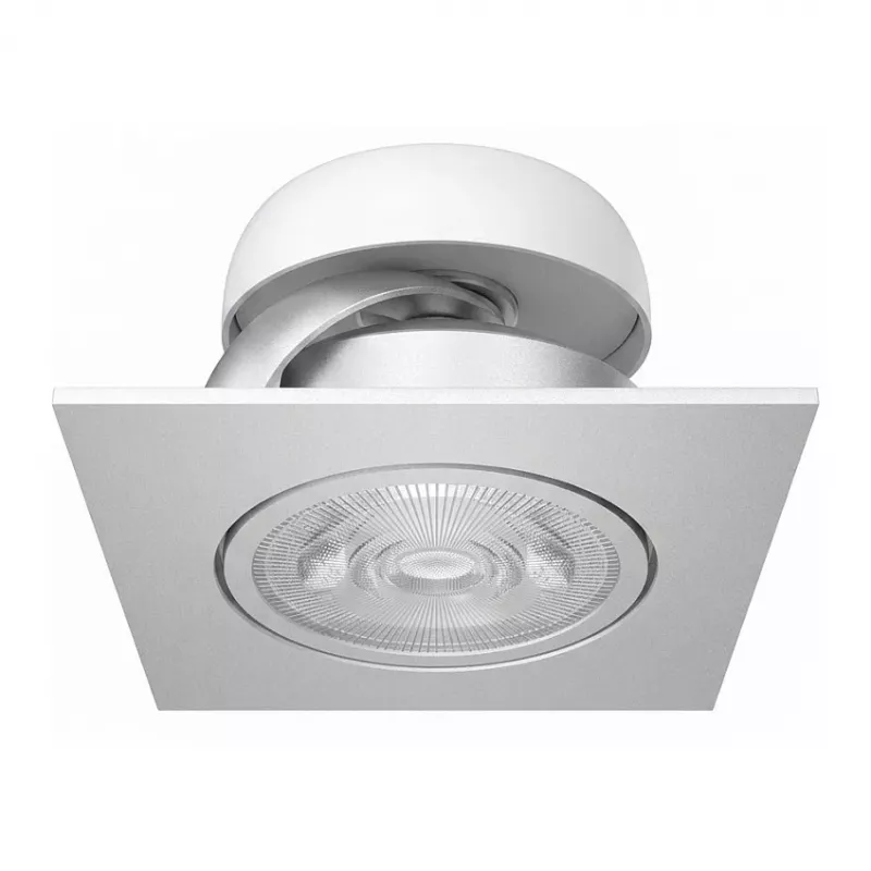 SYNERGY21 Helios LED Recessed Ceiling Spot Silver - Square + Tilting - Warm White 5W 400lm