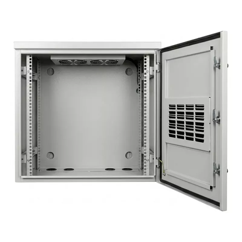 ALLNET 19 inch Wall-Mount Enclosure 12U 488mm Depth Light Grey IP55 SO-Series with 2-Fan Unit