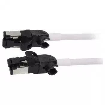 Kabel krosowy Synergy21 RJ45, CAT6A 500MHz, 5m, Biały, S/FTP, Slimline Okrągły d=4,5mm, TPE/LSZH (Superflex), AWG28, z przewodem CAT7, Obrotowy złącze